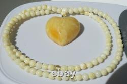 Natural Baltic Amber Necklace With Heart Form Pendant 15 G Collectible Asset