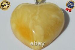 Natural Baltic Amber Necklace With Heart Form Pendant 15 G Collectible Asset