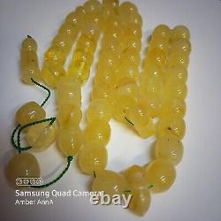 Natural Baltic Amber Prayer Beads Misbaha Tasbih Rosary 58g Formed