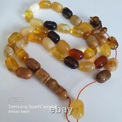 Natural Baltic Amber Prayer Beads Misbaha Tasbih Rosary 63g 33beads combined