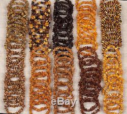 Natural Baltic Amber Raw Unpolished Beads Bracelets Various Colors Lot 100
