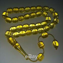 Natural Baltic Amber Rosary Islamic Prayer 33 Beads Barrel 17g