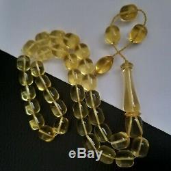 Natural Baltic Amber Rosary Islamic Prayer 33 Beads Barrel 17g