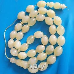 Natural Baltic Amber Rosary Islamic Prayer 33 Beads Olive 69g