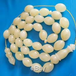 Natural Baltic Amber Rosary Islamic Prayer 33 Beads Olive 70g