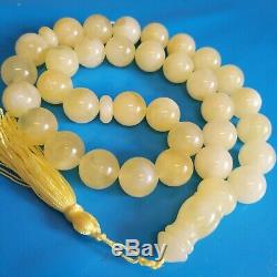 Natural Baltic Amber Rosary Islamic Prayer 33 Round 17.5 mm Beads 109g