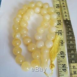 Natural Baltic Amber Rosary Islamic Prayer 33 Round 17.5 mm Beads 109g