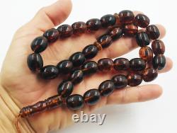 Natural Baltic Amber Rosary Muslim Tasbih Eid Gift For Man Islam prayer pressed