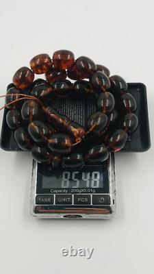 Natural Baltic Amber Rosary Muslim Tasbih Eid Gift For Man Islam prayer pressed