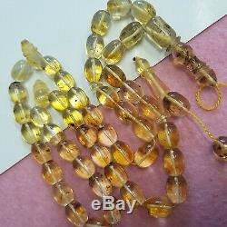 Natural Baltic Amber Rosary Prayer 45 Beads Barrel 30g