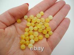 Natural Baltic Amber Round Yellow Drilled Loose Beads