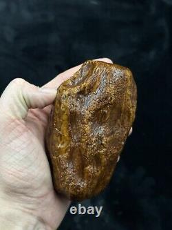 Natural Baltic Amber Stone 318grams Raw WHITE TIGER Landscape