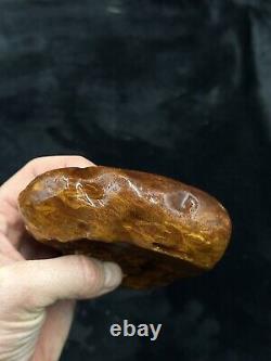 Natural Baltic Amber Stone 366 grams Raw WHITE TIGER Landscape