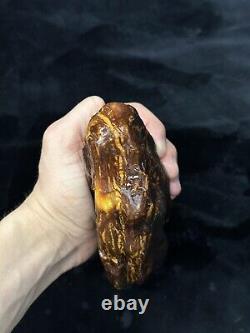 Natural Baltic Amber Stone 453 grams Raw WHITE TIGER Landscape