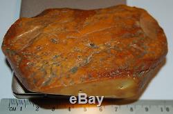 Natural Baltic Amber Stone. Egg Yolk/Brindled color. 112 g (A020)