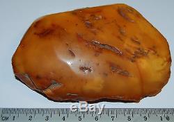 Natural Baltic Amber Stone. Egg Yolk/Brindled color. 112 g (A020)