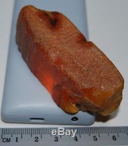 Natural Baltic Amber Stone. Egg Yolk/Brindled color. 38,5 g (a875)