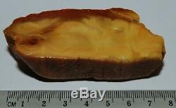 Natural Baltic Amber Stone. Egg Yolk/Brindled color. 38,8 g (a1163)