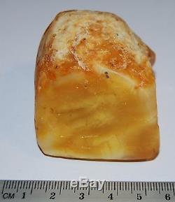 Natural Baltic Amber Stone. Egg Yolk/Brindled color. 60 gr (a443)
