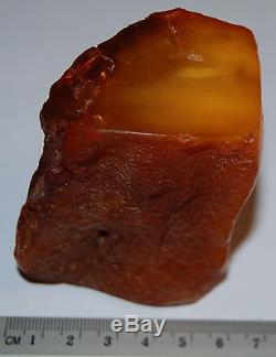 Natural Baltic Amber Stone. Egg Yolk/Buttescotch/Brindled color. 133 g a442