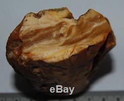 Natural Baltic Amber Stone. White/Egg Yolk/Brindled color. 94 g (a902)
