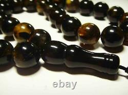 Natural Baltic Amber Tasbih Misbaha Islamic Prayer 33 Beads Kehribar pressed
