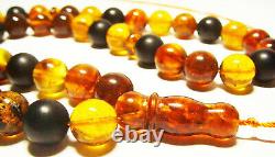 Natural Baltic Amber Tasbih Prayer Beads Amber Misbaha Rosary 45 Beads pressed