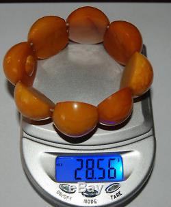 Natural Baltic Amber. Vintage Bracelet. EggYolk/Brindled color. 28 gr (a565)