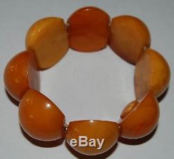 Natural Baltic Amber. Vintage Bracelet. EggYolk/Brindled color. 28 gr (a565)
