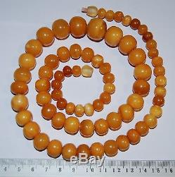 Natural Baltic Amber. Vintage Necklace. EggYolk/Butterscotch. 59 g, 70 cm (A004)