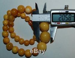 Natural Baltic Amber. Vintage Necklace. EggYolk/Butterscotch color. 54 g (a1113)