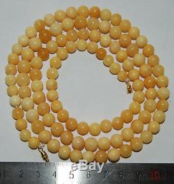 Natural Baltic Amber. Vintage Necklace. EggYolk/White color. 26 g, 80cm a750