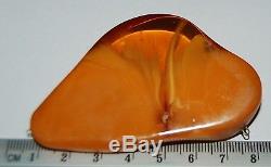 Natural Baltic Amber. Vintage Pendant. Red brindled color. 23,8 gr (a115)