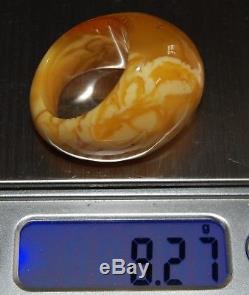 Natural Baltic Amber. Vintage Ring. Egg Yolk/Brindled color. 8,25 g (a939)