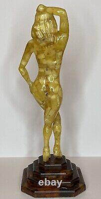 Natural Baltic Amber WOMAN Sculpture. Hand Carved Amber Stone WOMAN Figurine