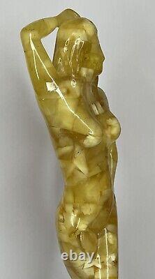 Natural Baltic Amber WOMAN Sculpture. Hand Carved Amber Stone WOMAN Figurine