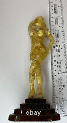 Natural Baltic Amber WOMAN Sculpture. Hand Carved Amber Stone WOMAN Figurine