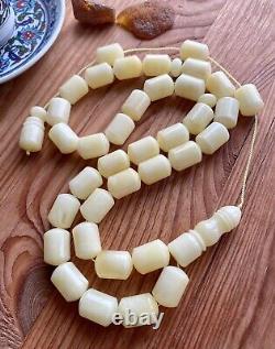 Natural Baltic Amber White 87g Big Islamic Prayer Rosary 33 Beads Misbaha