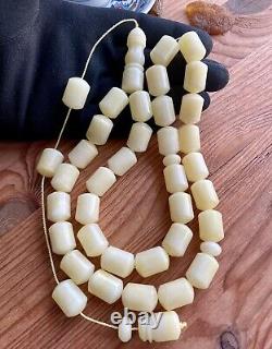 Natural Baltic Amber White 87g Big Islamic Prayer Rosary 33 Beads Misbaha