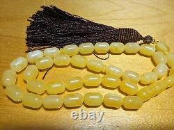Natural Baltic Amber light yellow tiger Butterscotch Islamic Rosary Misbaha 28g