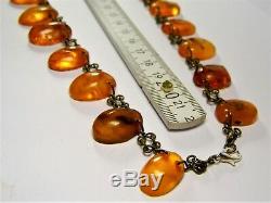 Natural Baltic Amber stone old vintage authentic necklace 40 grams genuine 1850