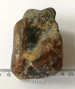 Natural Baltic Amber stone unpolished honey/yellowithblack 96.1 g
