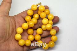 Natural Baltic Butterscotch Amber Round Beads Necklace 50 Grams