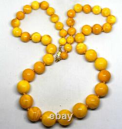 Natural Baltic Butterscotch Amber Round Beads Necklace 63 Grams