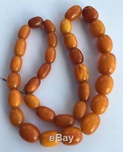 Natural Baltic Chinese Amber Bead Egg Yolk Butterscotch Necklace 57.4Gr