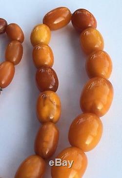 Natural Baltic Chinese Amber Bead Egg Yolk Butterscotch Necklace 57.4Gr