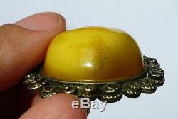Natural Baltic amber 10 g Yolk yellow brooch USSR openwork jewelry gemstone