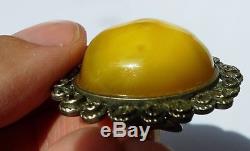 Natural Baltic amber 10 g Yolk yellow brooch USSR openwork jewelry gemstone
