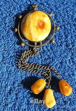 Natural Baltic amber 11 g Antique Egg Yolk pendant USSR jewelry gemstone