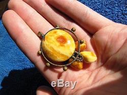 Natural Baltic amber 11 g Antique Egg Yolk pendant USSR jewelry gemstone